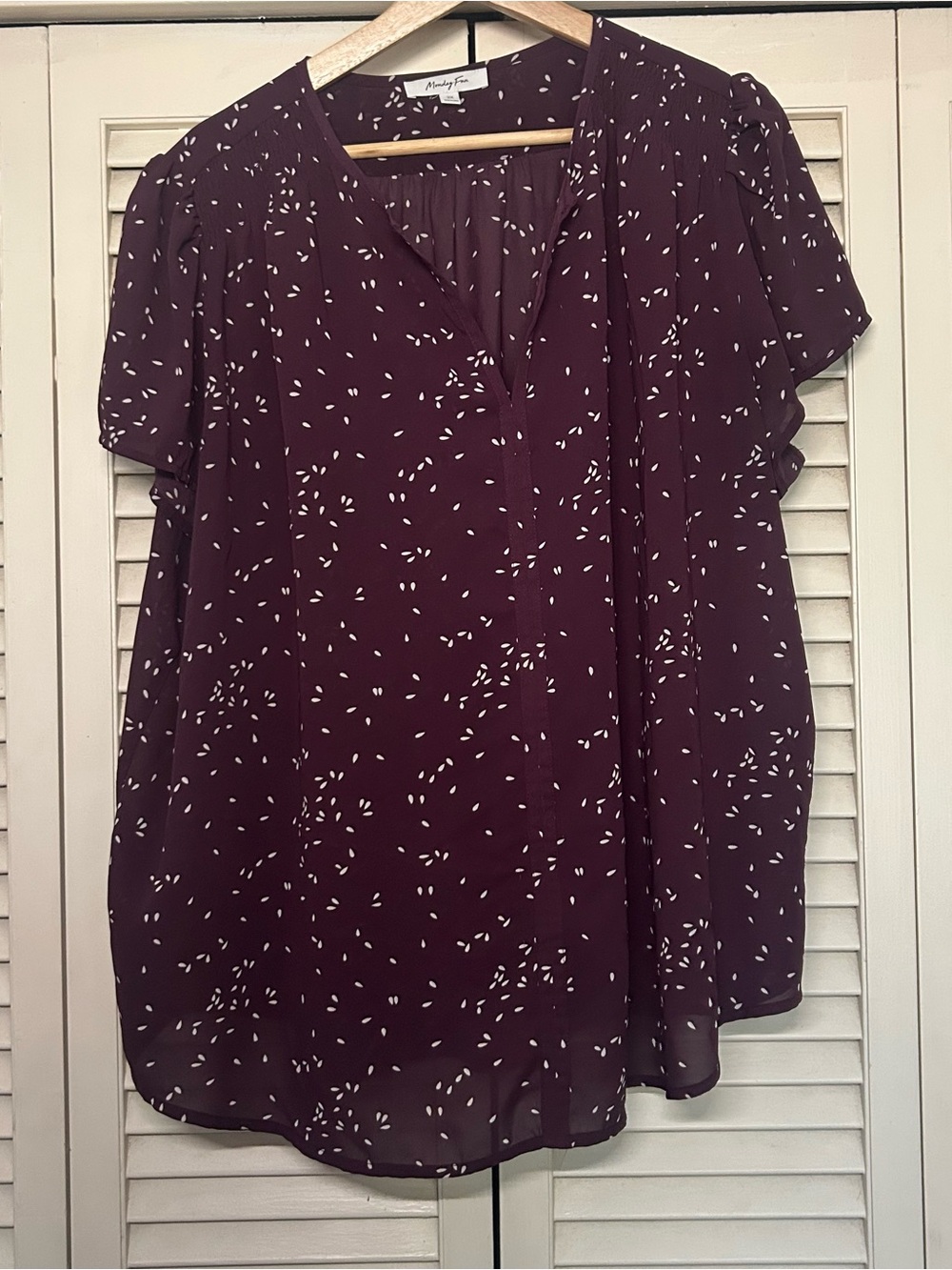 Monday Fun Purple Abstract Print V Neck Blouse 2X Plus Size Stitch Fix